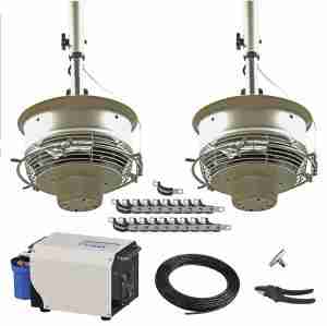 2 Ceiling Mount CentraMist Fans with 15 Nozzle Pump Package White
