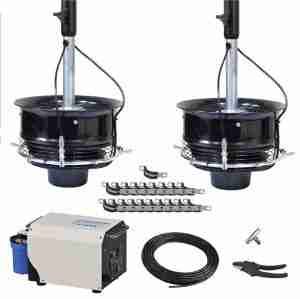 2 Ceiling Mount CentrMist Fans with 15 Nozzle Capacity Pump Package Black