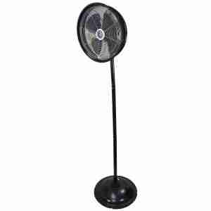 black colored 30″ High Velocity Oscillating Wall Fan on a long stand