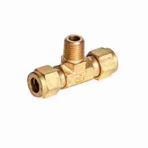 side view of Brass M. Branch Tee 1/4" X 1/8" NPT