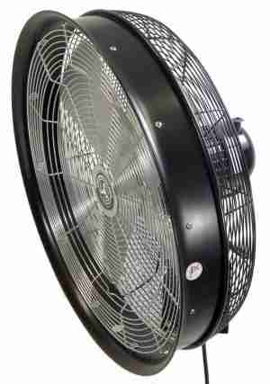 side view of black 24 Inch Shrouded Ocscillating Outdoor Indoor Fan