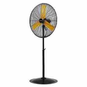 24” Master Industrial Velocity Pedestal Fan with yellow blades front view