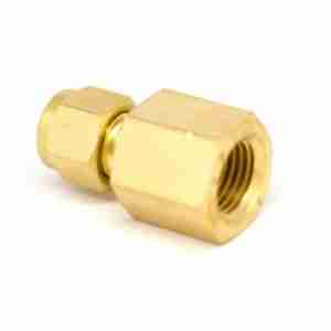 side view of Brass Female Adapter 3/8" x 1/4" FNPT