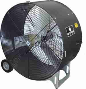 side angle of 36” Versa-Kool Mobile Spot Cooler, 2-Speed, Osha Guard, black