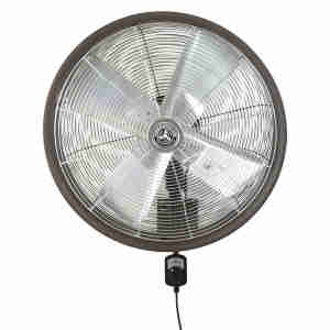 24 inch brown shrouded outdoor wall mount oscillating fan with 4 blades