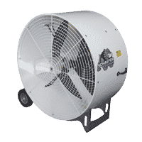 side view of 24: Versa-Kool Mobile Spot Cooler, 2-speed, OSHA Guards white in color