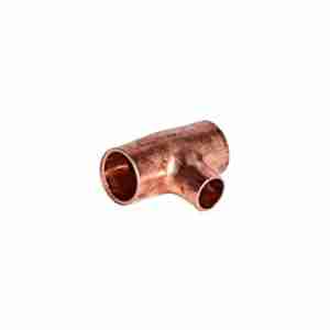 side view of Copper Reducing Tee 3/8" X 1/4"