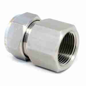 side view of stainless steel S.S Female Adapter 1/2" Tube x 3/8" FNPT