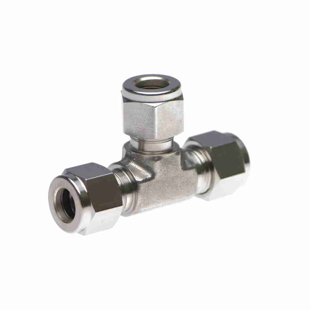 side view of stainless steel S.S. Tee 3/8"