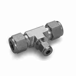 side view of stainless steel SS 316 Reducing Union Tee 3/8" x 3/8" x 1/4"