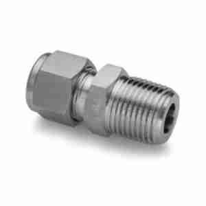 side view of S.S. Male Connector 1/4" X 1/4"