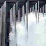 A working Zig Zag misting system outside an apartment building