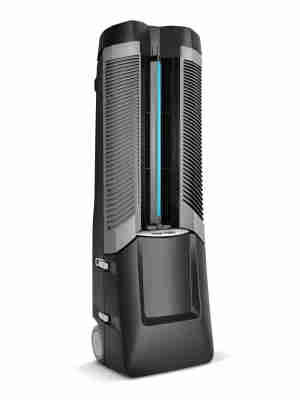 Vector portable misting fan angled front view on white background
