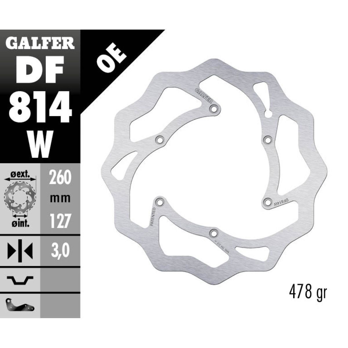 GALFER DF814W BRAKE DISC FIXED WAVE