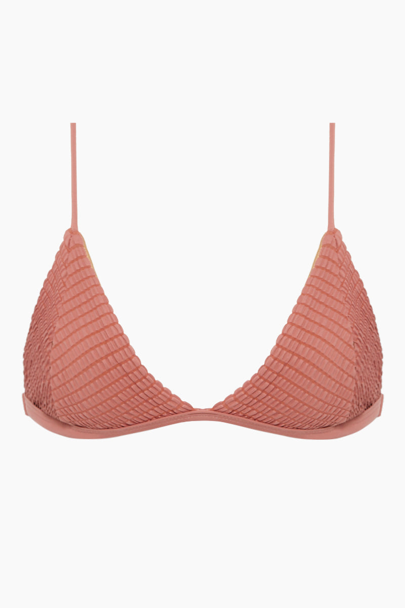 smocked triangle bikini top