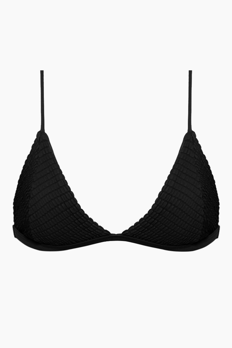 smocked triangle bikini top