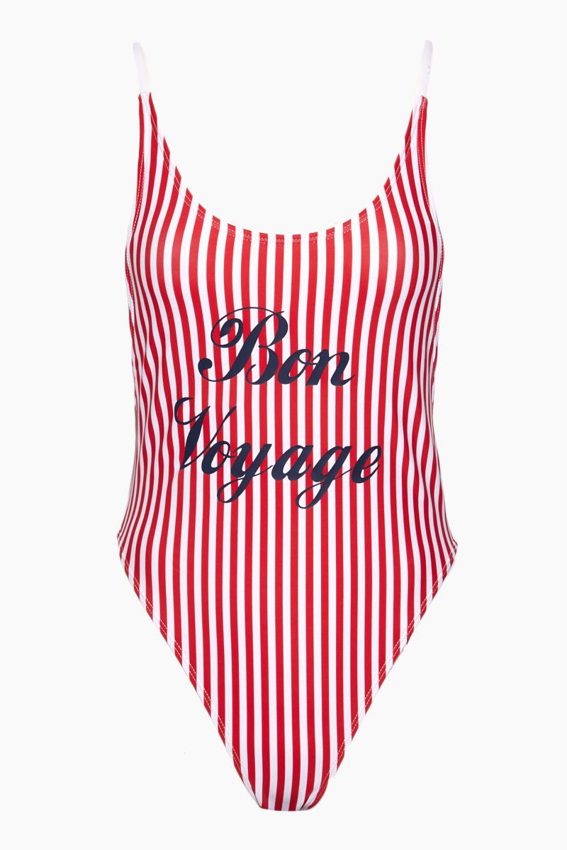 Private Party Bon Voyage Tank High Cut One Piece Swimsuit Red