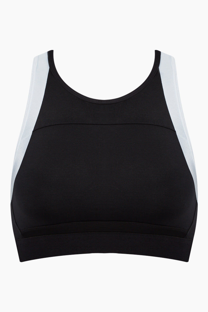 white high neck sports bra