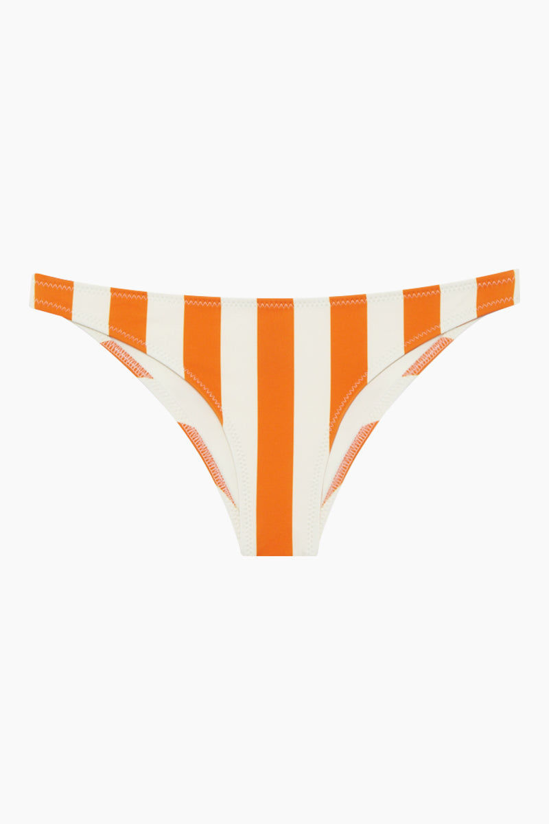 orange and white striped bikini