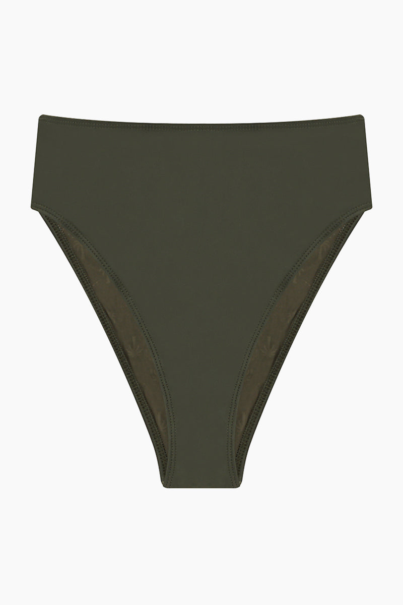 olive green high waisted bikini bottoms