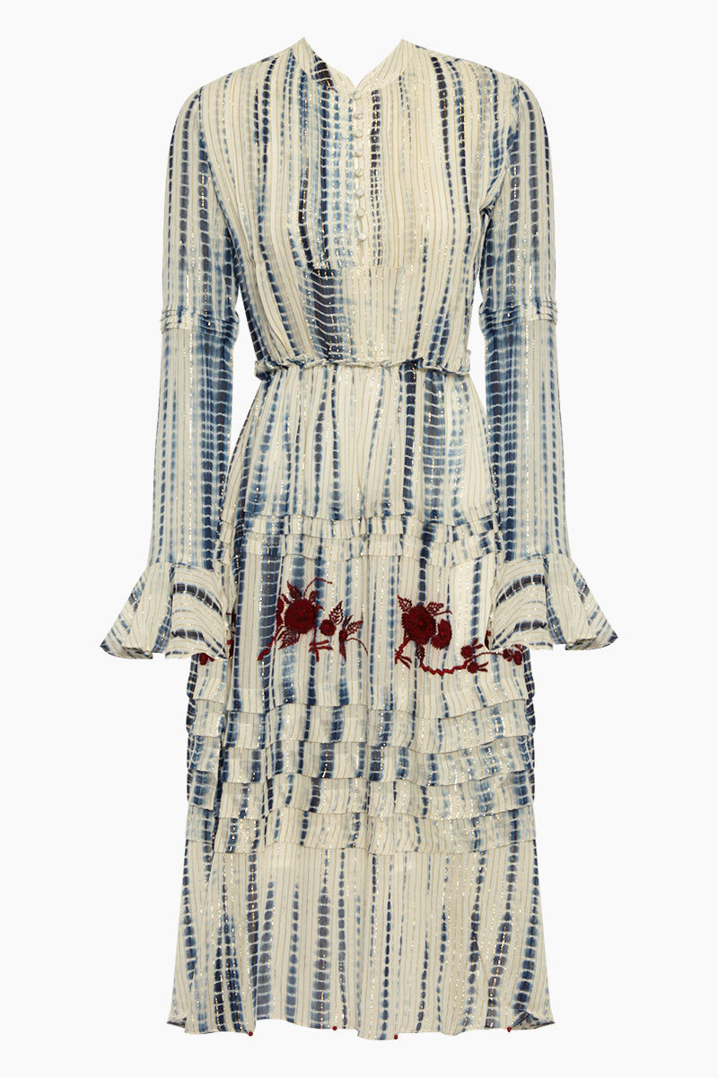 long sleeve embroidered midi dress