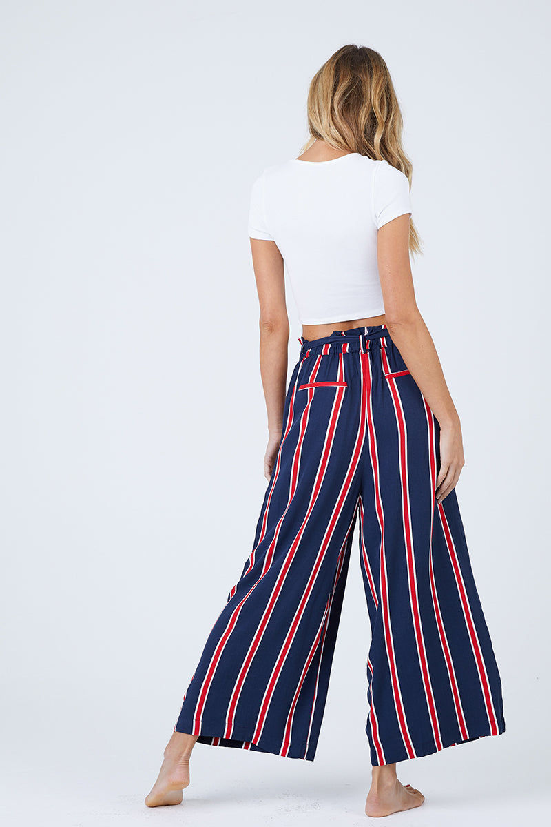 blue and red striped pants