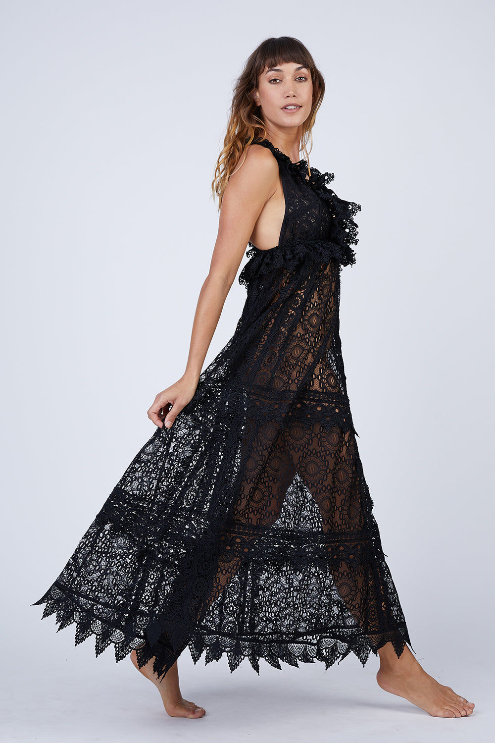 sheer lace maxi dress