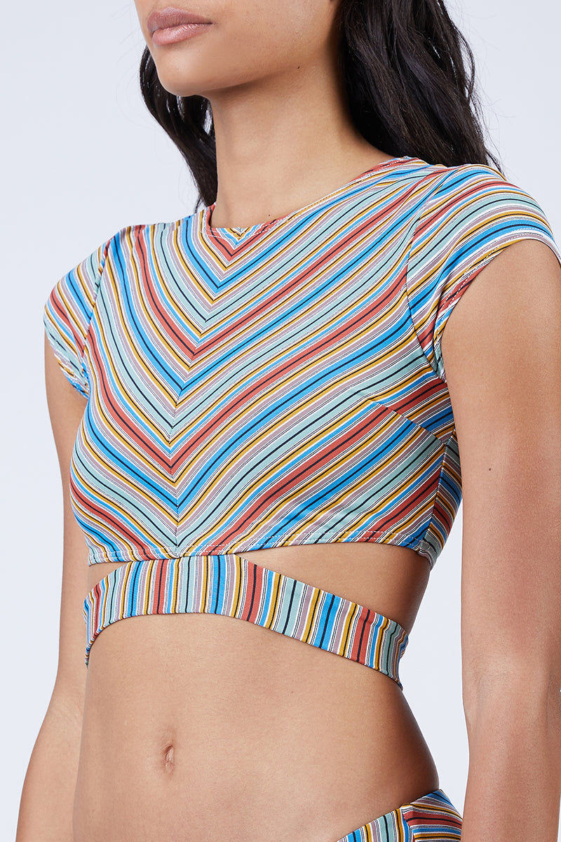 cap sleeve bikini crop top