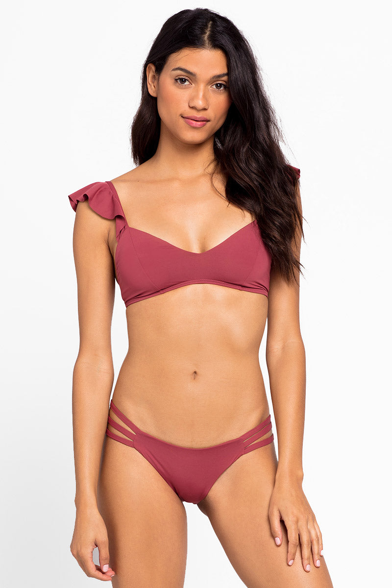 pink ruffle bikini top