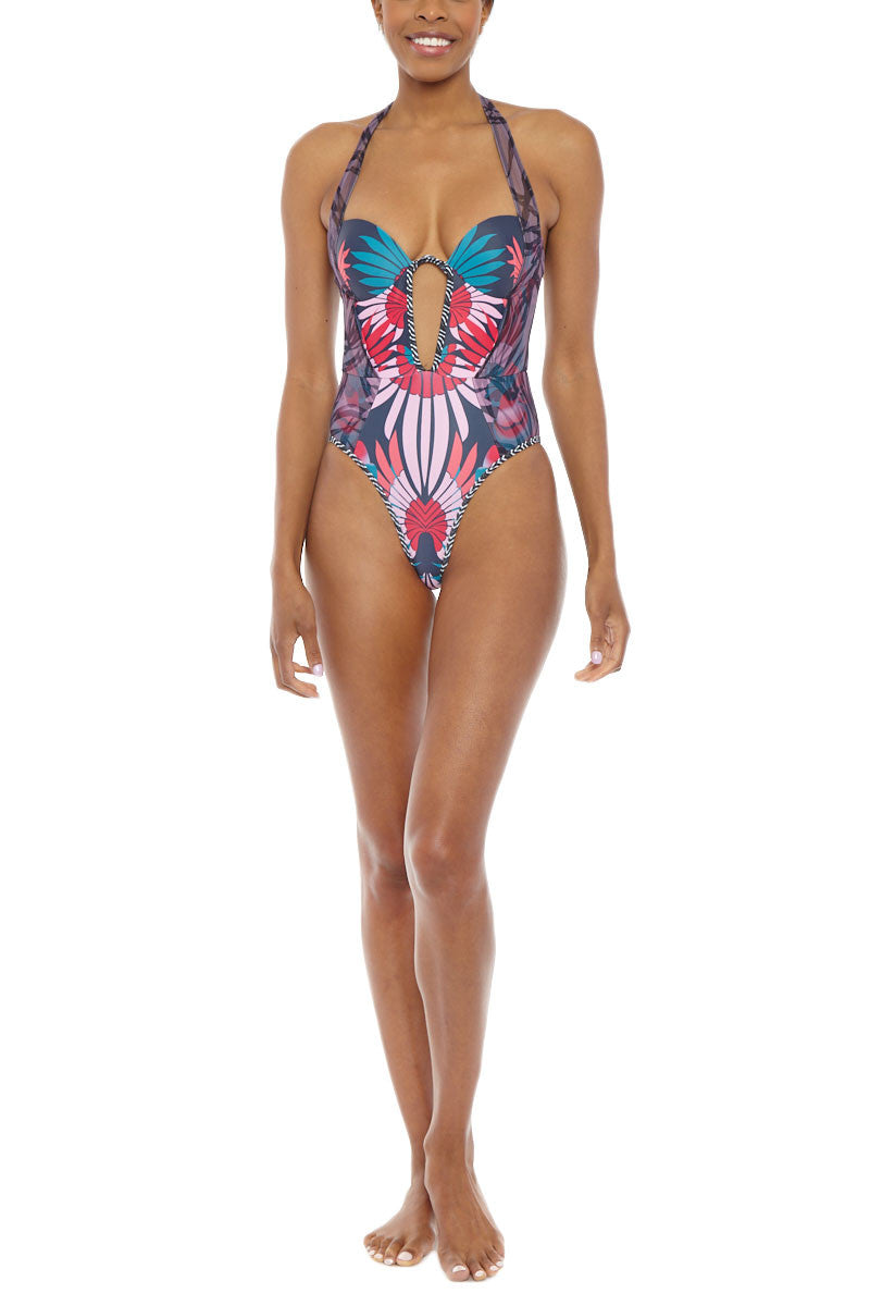underwire halter one piece swimsuit