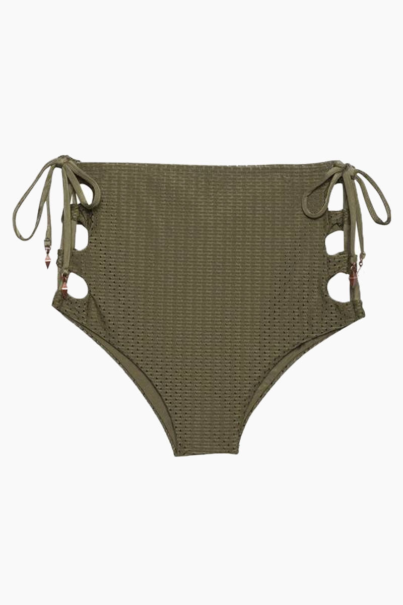 olive green high waisted bikini bottoms