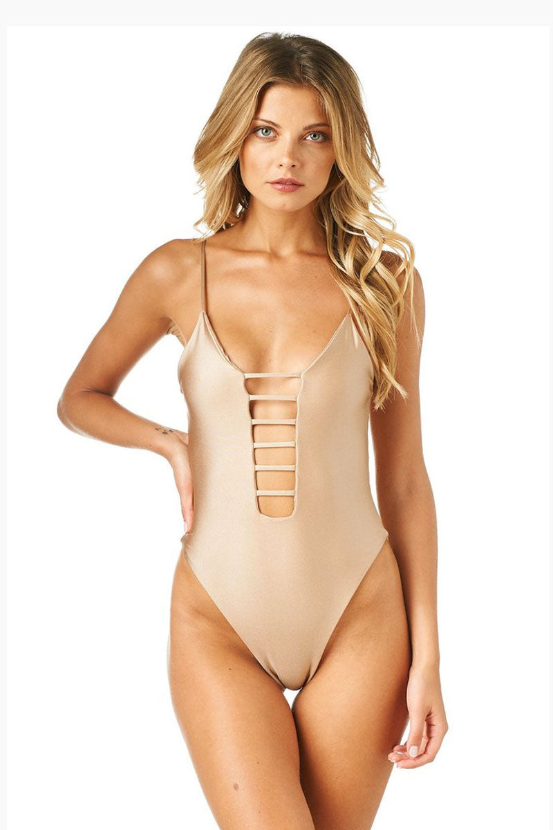 Montce Swim Cage Strappy High Cut One Piece Swimsuit