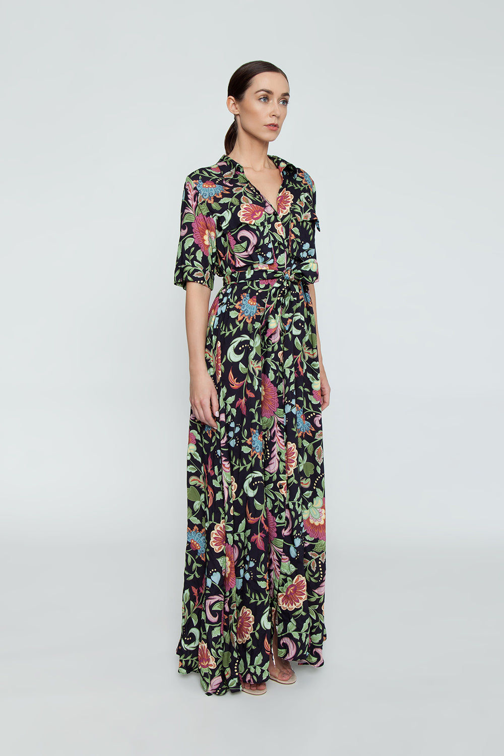flower print long gown
