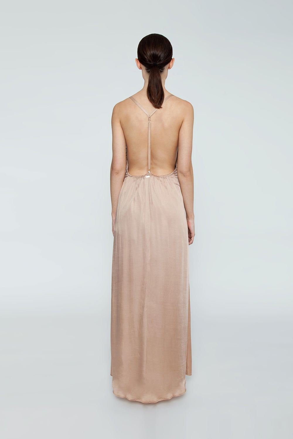 gold silk maxi dress