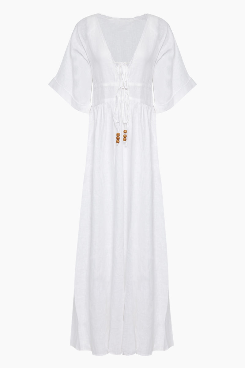short sleeve white maxi dress
