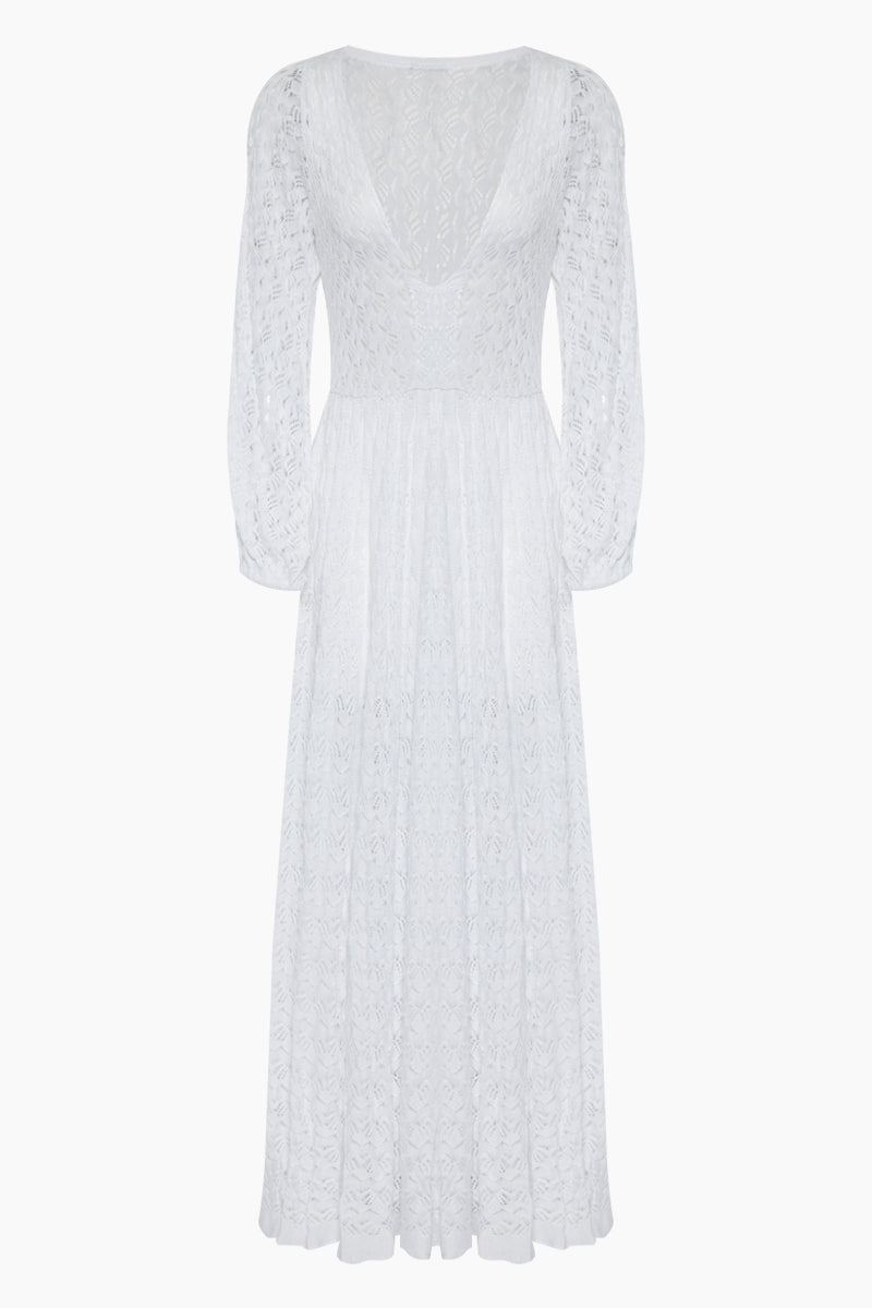 long sleeve maxi dress white