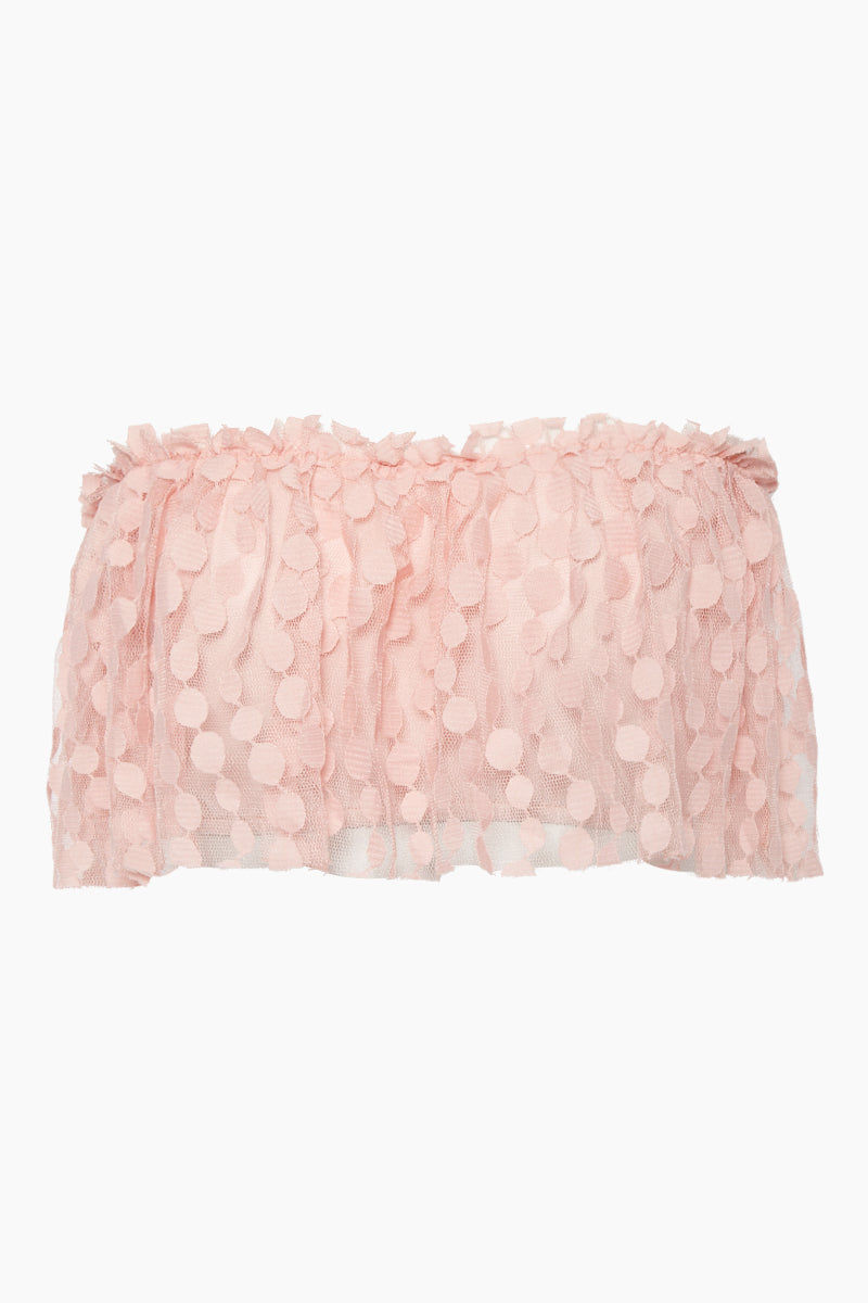 pink ruffle tube top