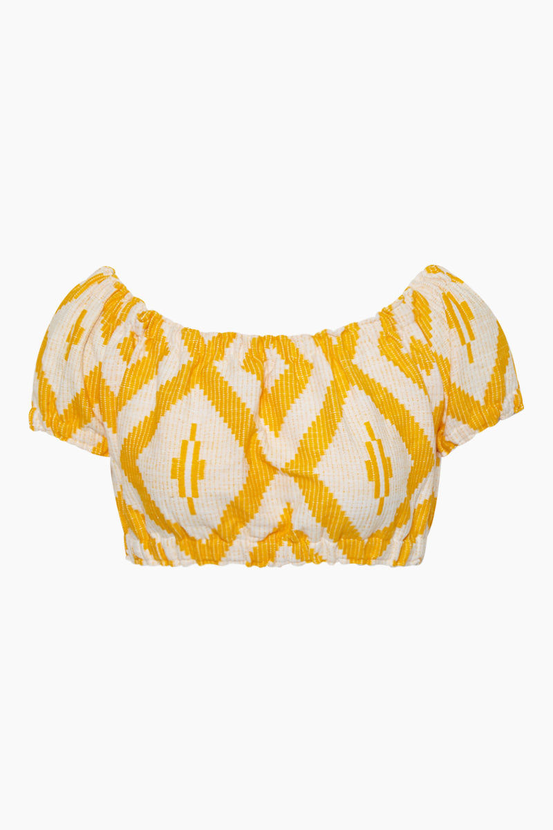 yellow cropped blouse
