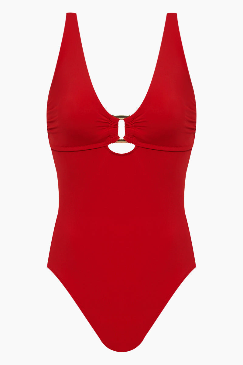 red underwire swimsuit