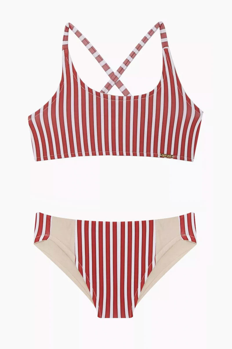 red criss cross bikini