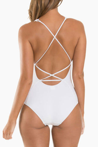 piece crochet plunge swimsuit criss cross bikini jets