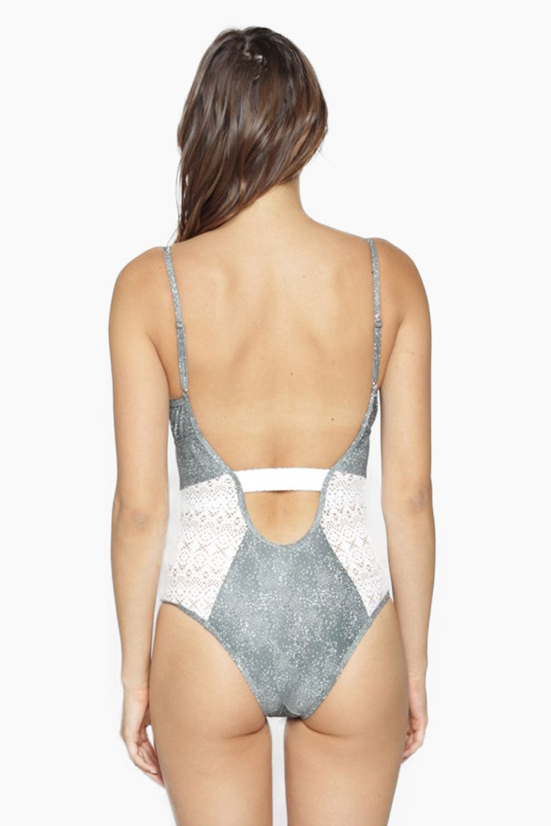 sage green swimsuit