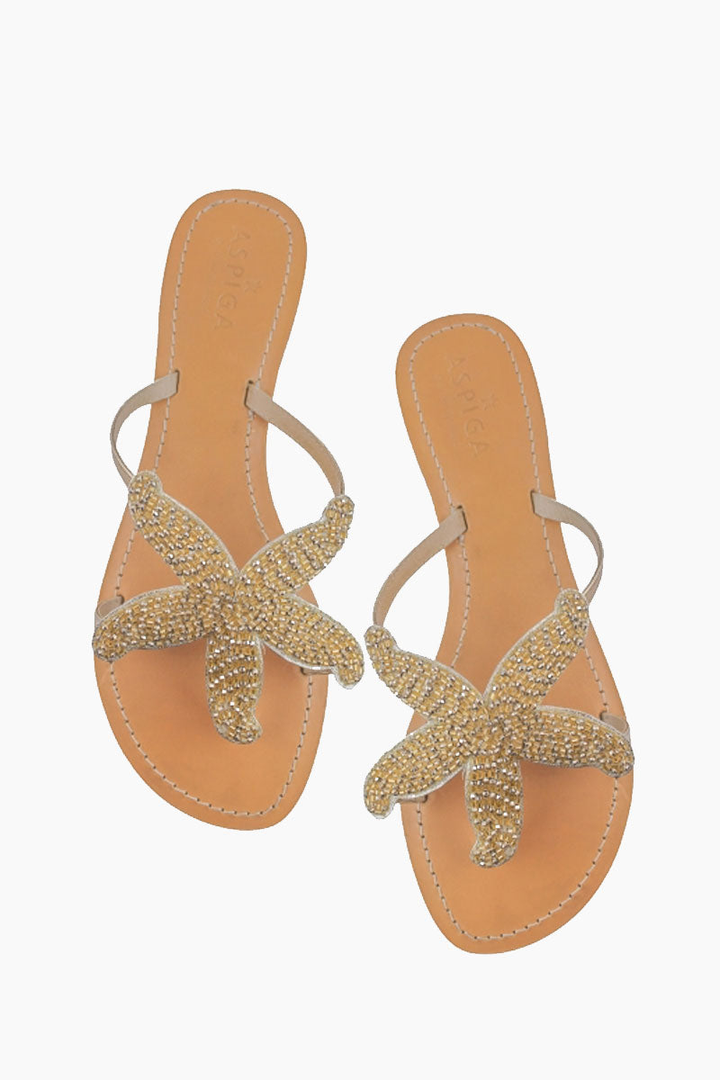 gold beaded sandals