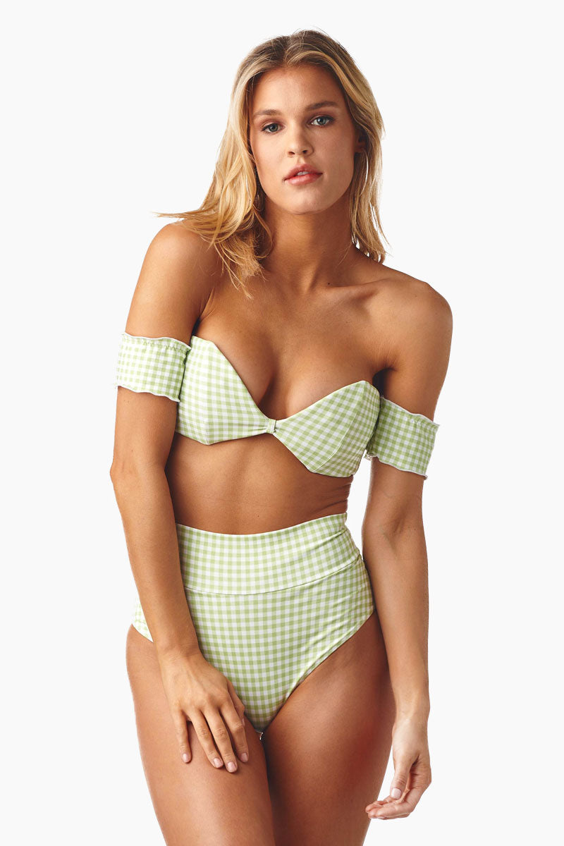 green gingham swimsuit