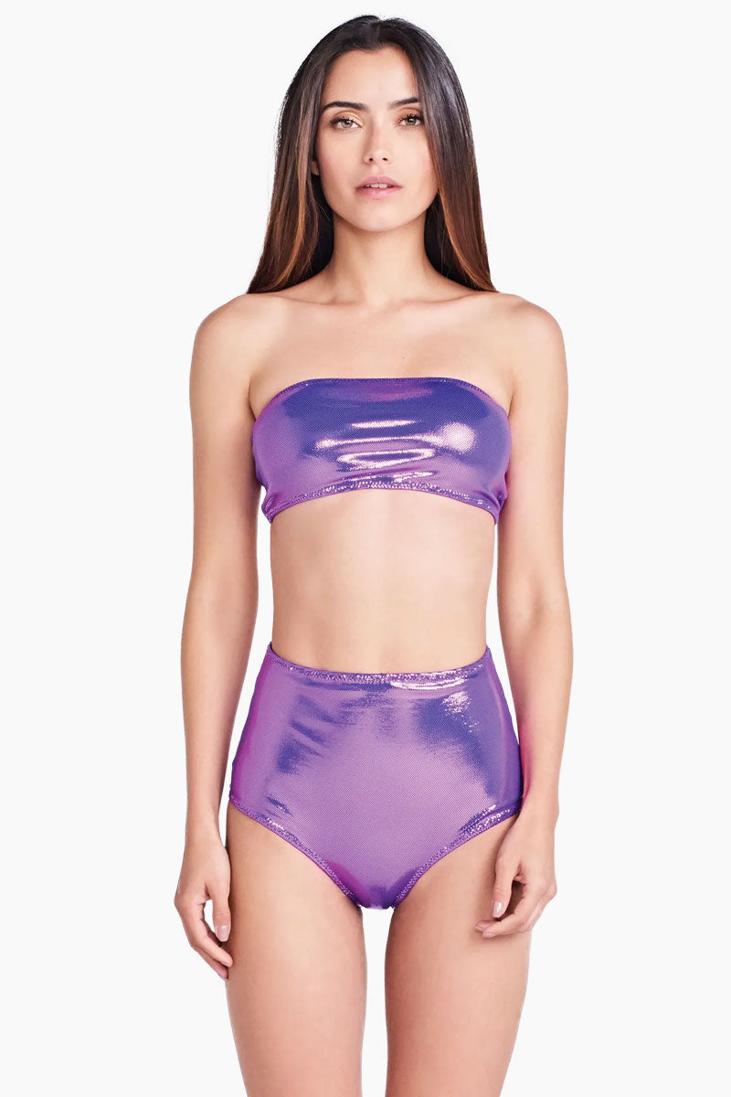 purple high waisted bikini bottoms