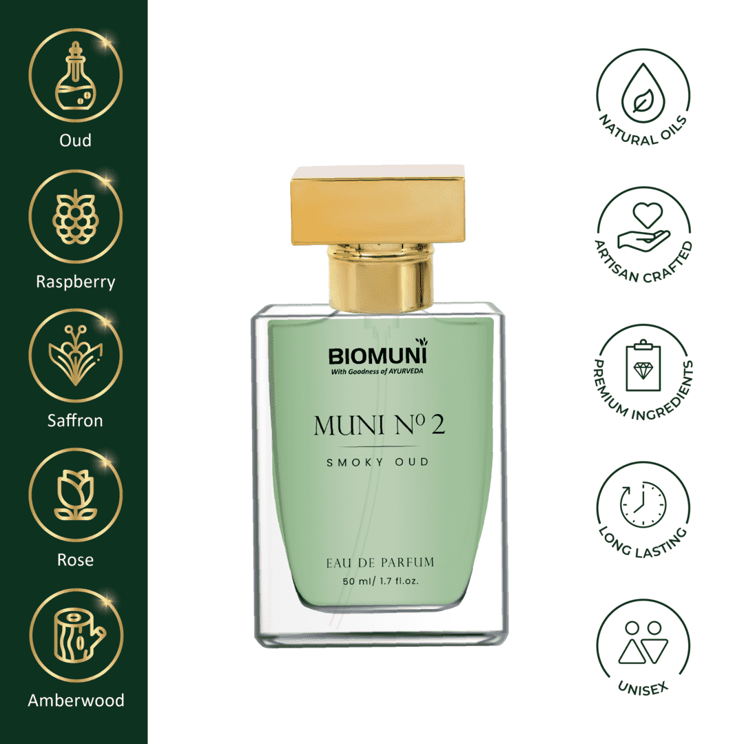 MUNI N0 2 | Natural EAU DE PARFUM by BIOMUNI | SMOKY OUD | With Natural Oils | FDA Approved | Long Lasting Fragrance For MEN & WOMEN | Luxury Gift for Him & Her | 50 ml