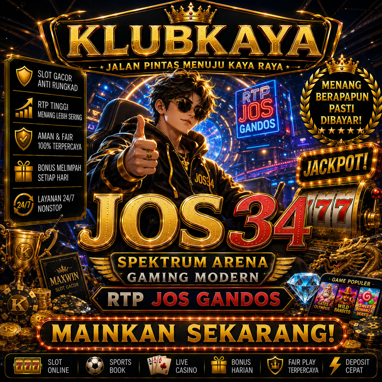 JOS34 𤬦 Spektrum Arena Gaming Modern RTP Jos Gandos!