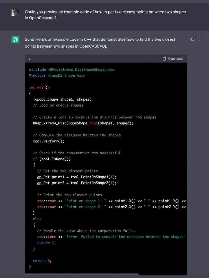 The image showing ChatGPT AI explaining OpenCascade Kernel.