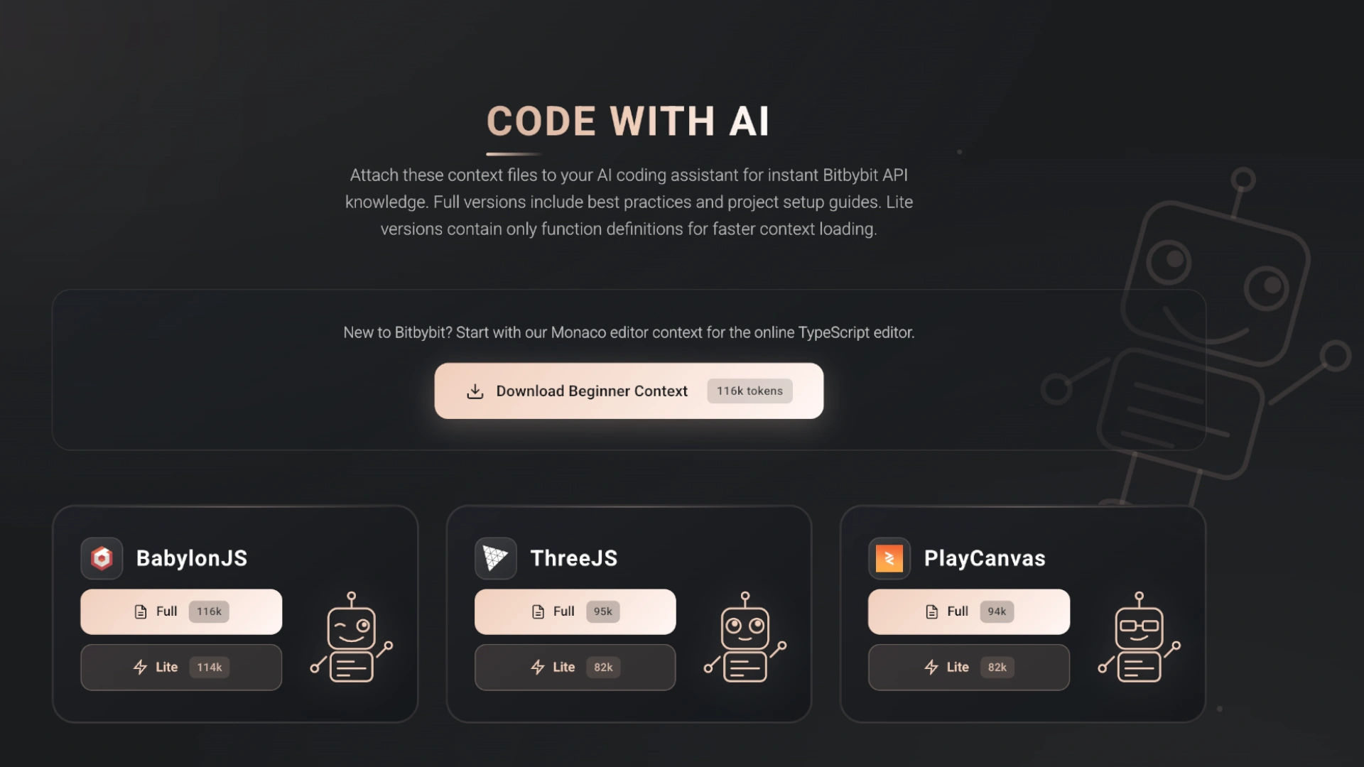 AI Prompt Contexts for Bitbybit