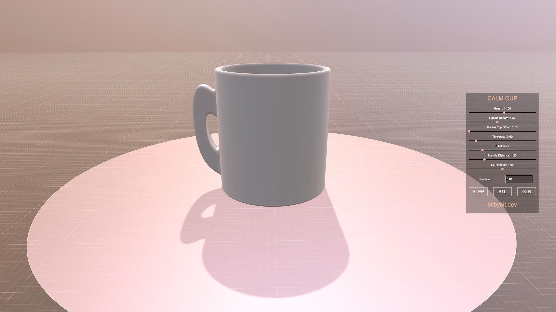 calm cup 3D model variant with vertical walls